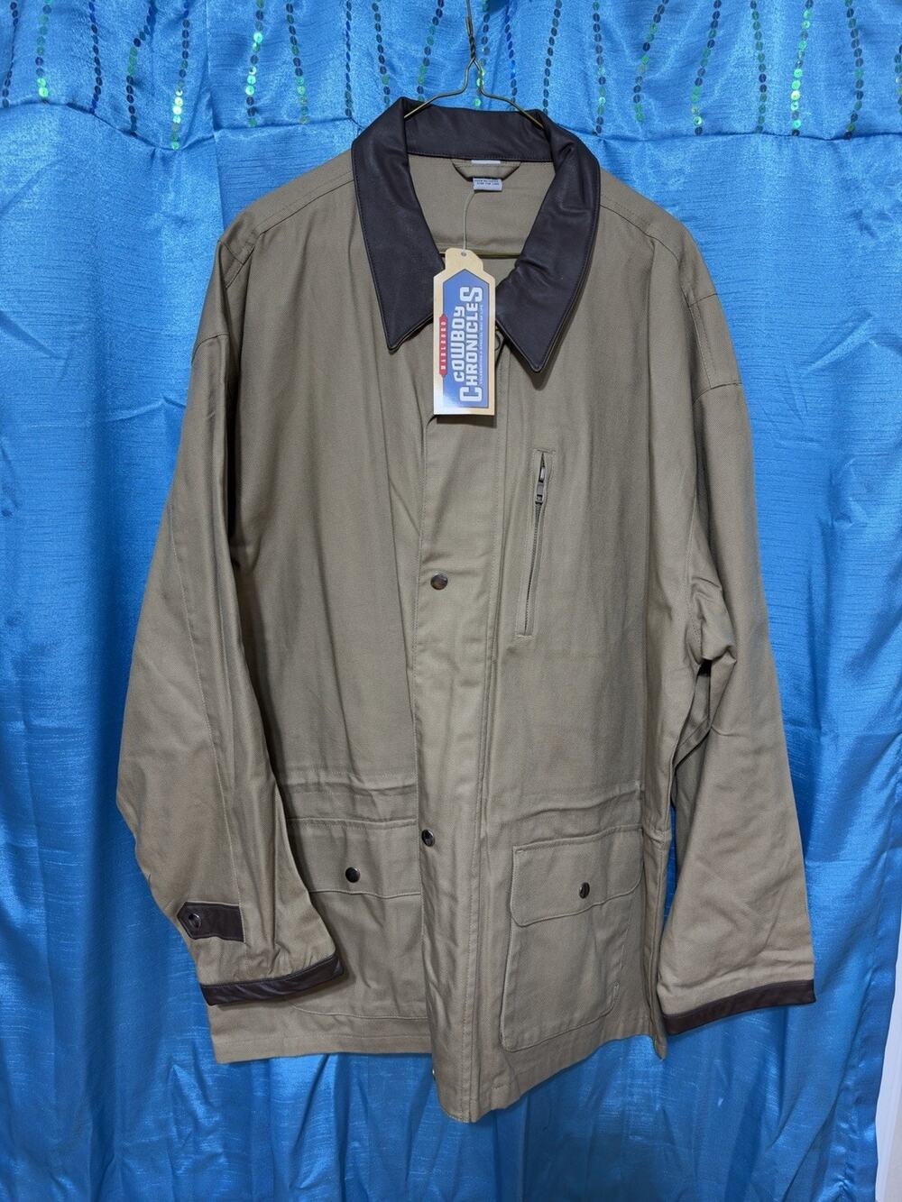 Vtg NWT Marlboro Cowboy Chronicles Leather Trim Canvas Barn Chore Jacket Coat XL